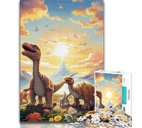 Puzzle da 1000 pezzi del mondo dei dinosauri, sfida difficile antistress, ogni pezzo è unico, gioco divertente per tutta la famiglia, 38x26cm