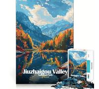 Puzzle da 1000 pezzi del Parco Nazionale della Valle di Jiuzhaigou,Cina,gioco di squadra pulito,intelligente,regalo per il relax,decorazione natalizia (38x52cm)