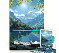 Puzzle da 1000 pezzi del Parco Nazionale della Valle di Jiuzhaigou,Cina Ideale per decorazioni,giochi cognitivi,regalo divertente per il compleanno (50x75cm)