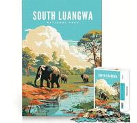 Puzzle da 1000 pezzi del Parco Nazionale di South Luangwa, gioco con bordi perfetti, gioco cognitivo divertente, gioco lento, divertente, decorazione artistica natalizia (38x52cm)