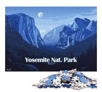 Puzzle da 1000 pezzi del Parco Nazionale di Yosemite con paesaggio blu per adulti, puzzle in legno, giochi educativi per bambini, 1000 pezzi (75x50 cm)