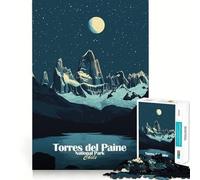 Puzzle da 1000 pezzi del Parco Nazionale Torres del Paine per adolescenti, gioco di logica stimolante, divertimento e svago, con bordi trasparenti, oggetto da collezione 50x75cm