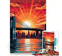 Puzzle da 1000 pezzi del Ponte di Brooklyn,vintage,con taglio preciso,divertente gioco di abilità mentale,ideale per il tempo libero e le festività (38x52cm)