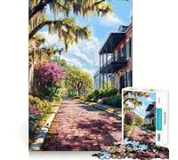 Puzzle da 1000 pezzi del quartiere storico di Savannah, Georgia, per adolescenti Rafforza la memoria, calma e relax Bordo di qualità Regalo perfetto (38x26cm)