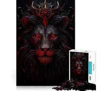 Puzzle da 1000 pezzi del Re Leone arrabbiato,divertente per allenare la mente,con incastri precisi e senza spazi vuoti,attività per rafforzare i legami affettivi (38x52cm)