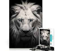 Puzzle da 1000 pezzi del Re Leone Bianco,gioco di concentrazione,tecnica di taglio professionale,hobby affascinante per i momenti di svago (50x75cm)