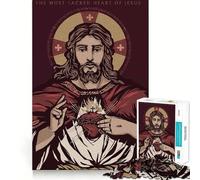 Puzzle da 1000 pezzi del Sacro Cuore di Gesù per adulti, gioco rilassante e stimolante per la mente, regalo di compleanno di alta qualità 38x52cm