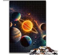 Puzzle da 1000 pezzi del sistema solare al neon in legno, idea regalo unica per la casa fai da te 50x75cm per adolescenti e famiglie, decorazione fai da te perfetta e sfida rompicapo