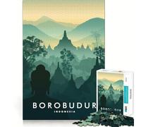 Puzzle da 1000 pezzi del Tempio di Borobudur,Indonesia Gioco di precisione e divertente,stimolante per la mente e per i bambini Gioco artistico per compleanni (50x75cm)
