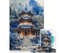 Puzzle da 1000 pezzi del Tempio di Sipadeng per adulti, gioco di logica stimolante, gioco di gruppo, bordi trasparenti, regalo perfetto 38x52cm