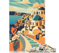 Puzzle da 1000 pezzi del tramonto di Santorini per adulti, puzzle di carta per adulti e adolescenti, puzzle per attività familiari, 38x26 cm/1000 pezzi