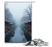 Puzzle da 1000 pezzi del villaggio acquatico di Jiangnan nella nebbia mattutina per adulti puzzle impossibile antistress per adolescenti dai 14 anni in su 1000 pezzi (38x26 cm)