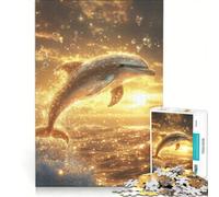 Puzzle da 1000 pezzi "Delfini che saltano fuori dall'acqua", giocattolo antistress per il divertimento di tutta la famiglia, con pezzi di forma casuale che si incastrano perfettamente 50x75cm