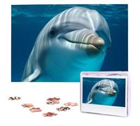 Puzzle da 1000 pezzi - Delfino con un sorriso puzzle per adulti impegnativo puzzle immagine personalizzata puzzle in legno puzzle 75 x 50 cm