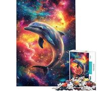 Puzzle da 1000 pezzi "Delfino nel cosmo" gioco interattivo educativo sfida regalo di compleanno taglio di precisione (dimensioni 38x52cm)