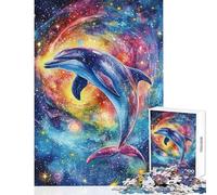 Puzzle da 1000 pezzi "Delfino nel cosmo" per adulti rompicapo difficile ideale come regalo per tutta la famiglia (dimensioni 38x52cm)