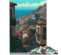 Puzzle da 1000 pezzi della città di Funchal, puzzle quadrato in pixel art per adulti e bambini, gioco di puzzle in legno da 1000 pezzi (75x50 cm)