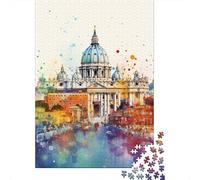 Puzzle da 1000 pezzi della città di Roma, acquerello, per adulti e adolescenti, regalo per la vigilia di Natale, 1000 pezzi (38x26 cm)