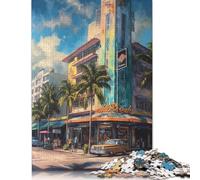 Puzzle da 1000 pezzi della città di Salsa Miami USA per adulti e adolescenti, puzzle di carta, regali per la vigilia di Natale, 1000 pezzi (75x50 cm)