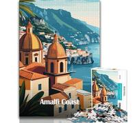 Puzzle da 1000 pezzi della Costiera Amalfitana, Italia, per adulti e ragazzi, difficile da completare ma divertente e umoristico gioco educativo per compleanni, 38x26cm