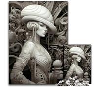Puzzle da 1000 pezzi della Dama Bianca con Cappello Puzzle di Carta per Adulti Regalo Perfetto per la Decorazione della Casa e per il Divertimento delle Feste 1000 Pezzi (38x26cm)