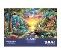 Puzzle da 1000 pezzi della foresta magica, vista sulla foresta incantata, gioco educativo per adulti, bella decorazione, sfida ad alta difficoltà, regalo di compleanno per uomini e donne, 52x38 cm