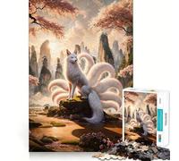 Puzzle da 1000 pezzi della Kitsune a nove code per adulti, gioco di logica stimolante, antistress, bordi trasparenti, regalo per le festività 50x75cm