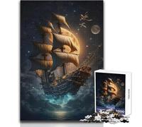 Puzzle da 1000 pezzi della nave pirata fantasma volante, gioco di apprendimento per esercitarsi nelle abilità, regalo premuroso per momenti felici, dimensioni 38x52cm