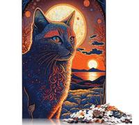 Puzzle da 1000 pezzi della serie Cat Art, stile 2, per adulti e ragazzi. Puzzle in legno sostenibile per adulti, 1000 pezzi (75 x 50 cm).