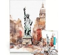Puzzle da 1000 pezzi della Statua della Libertà giocattolo educativo gioco di velocità manuale con pezzi di forma casuale completamente ad incastro 50x75cm