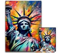 Puzzle da 1000 pezzi della Statua della Libertà per adulti, puzzle in legno per serate di gioco in famiglia, opera d'arte decorativa fai da te, 50x75CM/19,68x29,52 pollici.