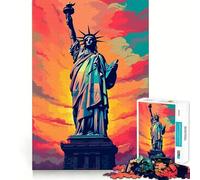 Puzzle da 1000 pezzi della Statua della Libertà per adulti, stimola la memoria, divertimento in famiglia, assemblaggio del modello, desiderio di Babbo Natale 38x26cm
