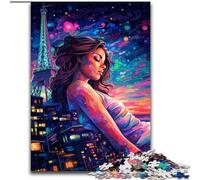 Puzzle da 1000 pezzi della Torre Eiffel colorata, in legno, regalo perfetto per compleanni, feste e decorazioni per la casa, 1000 pezzi(50x75cm)