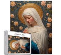 Puzzle da 1000 pezzi della Vergine Maria in preghiera per adulti, sfondo floreale, arte puzzle impegnativo per attività familiari, puzzle colorato fai da te per decorazioni per la casa, regali, 50 x