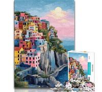 Puzzle da 1000 pezzi delle Cinque Terre per adolescenti, regali, attività divertenti da fare a casa con assemblaggio di modelli, regalo di compleanno, regali da viaggio (38x26cm)