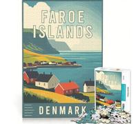 Puzzle da 1000 pezzi delle Isole Faroe in Danimarca, gioco per famiglie, regalo di compleanno, con poster e foglio di curiosità abbinati 50x75cm