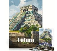 Puzzle da 1000 pezzi delle rovine Maya di Tulum per ragazzi Puzzle che stimola la logica, ideale per il tempo libero e per un assemblaggio preciso Regalo perfetto (38x52cm)