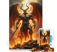 Puzzle da 1000 pezzi "Demone muscoloso con ali e spada" per adulti e ragazzi, gioco di logica, relax, taglio perfetto, oggetto da regalo di Babbo Natale (50x75cm)