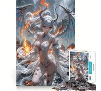 Puzzle da 1000 pezzi "Demoniaca dai capelli bianchi con il fuoco",gioco di sfida mentale,taglio di alta precisione,divertente sfida per il tempo di attesa (50x75cm)