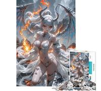Puzzle da 1000 pezzi "Demoniaca dai capelli bianchi con il fuoco" per adulti gioco rompicapo ideale per passare il tempo durante le vacanze o il Natale (dimensioni 38x26cm)