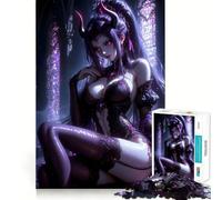 Puzzle da 1000 pezzi "Demoniaca dai capelli viola" per adulti, ideale per rafforzare la memoria e il legame familiare, con bordi netti, perfetto come regalo di compleanno (50x75cm)