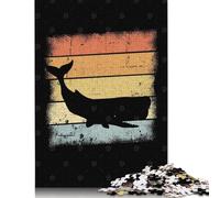 Puzzle da 1000 pezzi, design retrò con balena, puzzle quadrati creativi per adulti e puzzle di carta, gioco impegnativo, 38x26 cm/1000 pezzi
