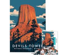 Puzzle da 1000 pezzi Devils Tower Wyoming Gioco per famiglie Sfida di intelligenza Giocattolo avvincente Ottimo regalo per gli amanti dei giochi Migliora la memoria (dimensioni 50x75cm)