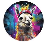 Puzzle da 1000 pezzi di Alpaca con Corona, Rotondo in Cartone per Adolescenti e Famiglie, Decorazione Fai da Te Perfetta e Sfida Enigmistica (Dimensioni 67,5x67,5 cm)