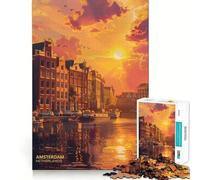 Puzzle da 1000 pezzi di Amsterdam,Paesi Bassi,con tema "Memory Train",superficie liscia e priva di sbavature,sfida divertente per il tempo libero (38x26cm)