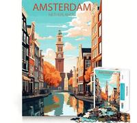 Puzzle da 1000 pezzi di Amsterdam,Paesi Bassi,taglio preciso,rompicapo,regalo,divertimento per il tempo libero,decorazione natalizia da parete (38x52cm)