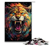 Puzzle da 1000 pezzi di animali colorati e psichedelici leone per bambini puzzle in legno decorazioni per la casa 1000 pezzi (75x50 cm)