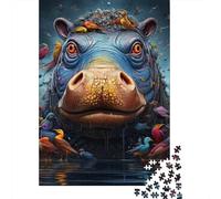 Puzzle da 1000 pezzi di animali ippopotami per adulti, puzzle di carta, regali di Halloween, puzzle per adulti, gioco educativo, sfida, giocattolo, 1000 pezzi (38x26 cm)