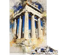 Puzzle da 1000 pezzi di Atene in acquerello, puzzle quadrati per adulti e puzzle di carta per regali, 1000 pezzi (38x26 cm)