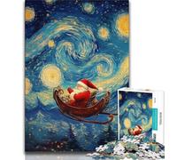 Puzzle da 1000 pezzi di Babbo Natale sotto il cielo notturno per adulti, difficili da completare ma divertenti e spiritosi, decorazioni e regali unici per la casa, 38x26cm
